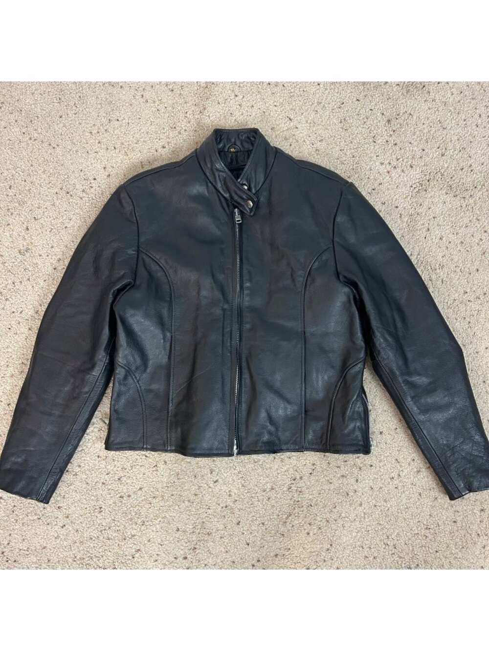 Vintage Hot Leathers Black Leather Motorcycle Jacket Biker Moto Size XL Women's